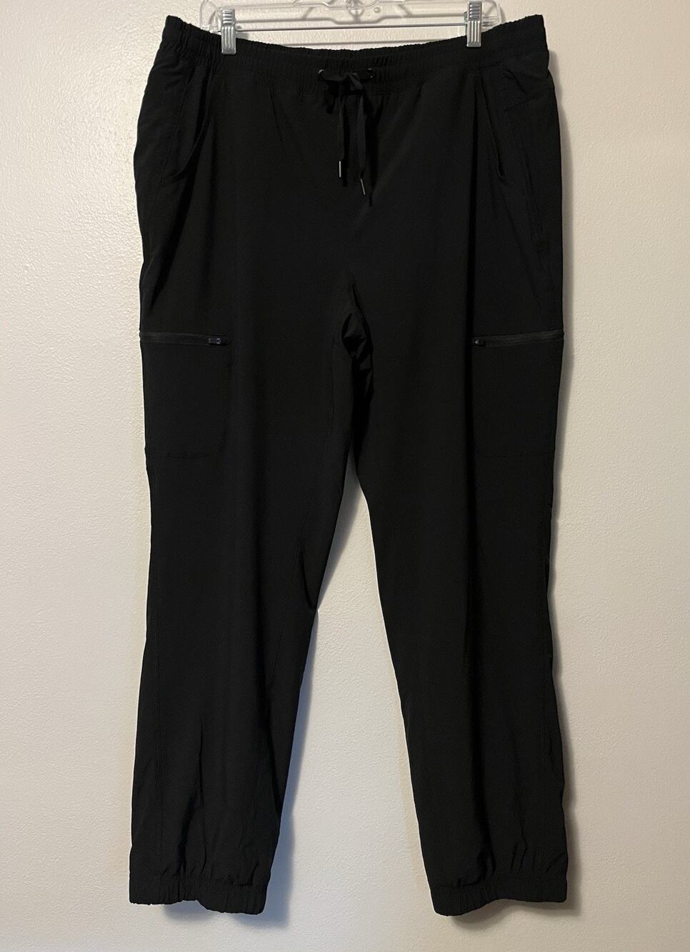Eddie Bauer Fleece Lined Jogger Pants Women's Sz 16 Black Drawstring Pockets